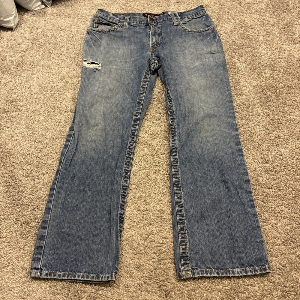 Ariat FR Jeans Mens 36x32 Blue Medium Wash Denim M4 Low Rise Boot Cut Workwear